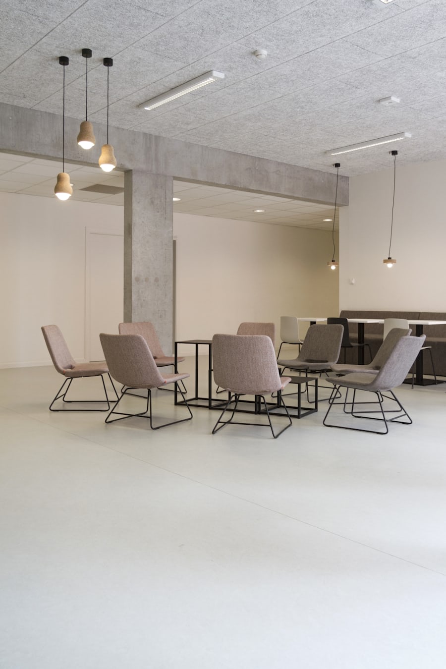 A meeting room set for a client consultation